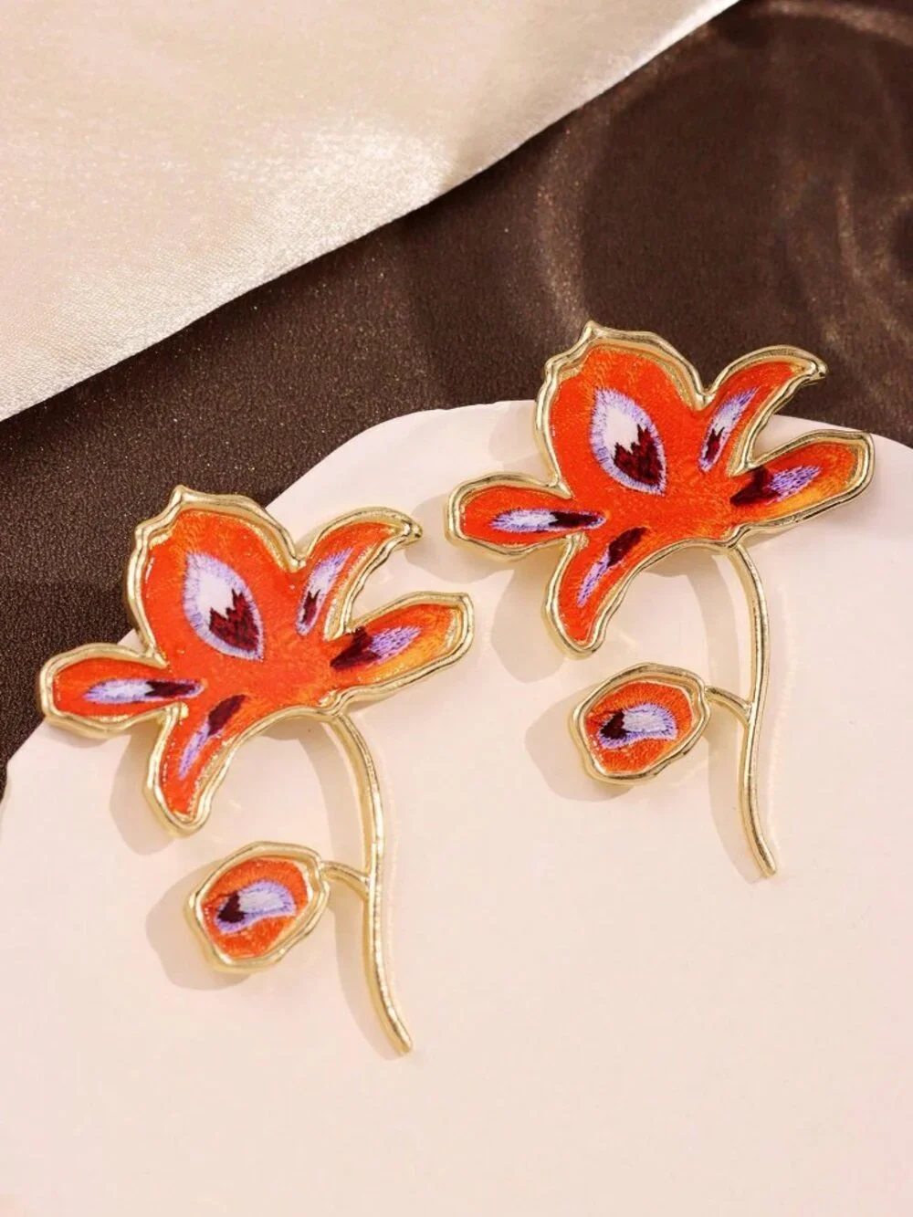 Multicolor Women's Oversized Ombre Flower Drop maximalist Earrings